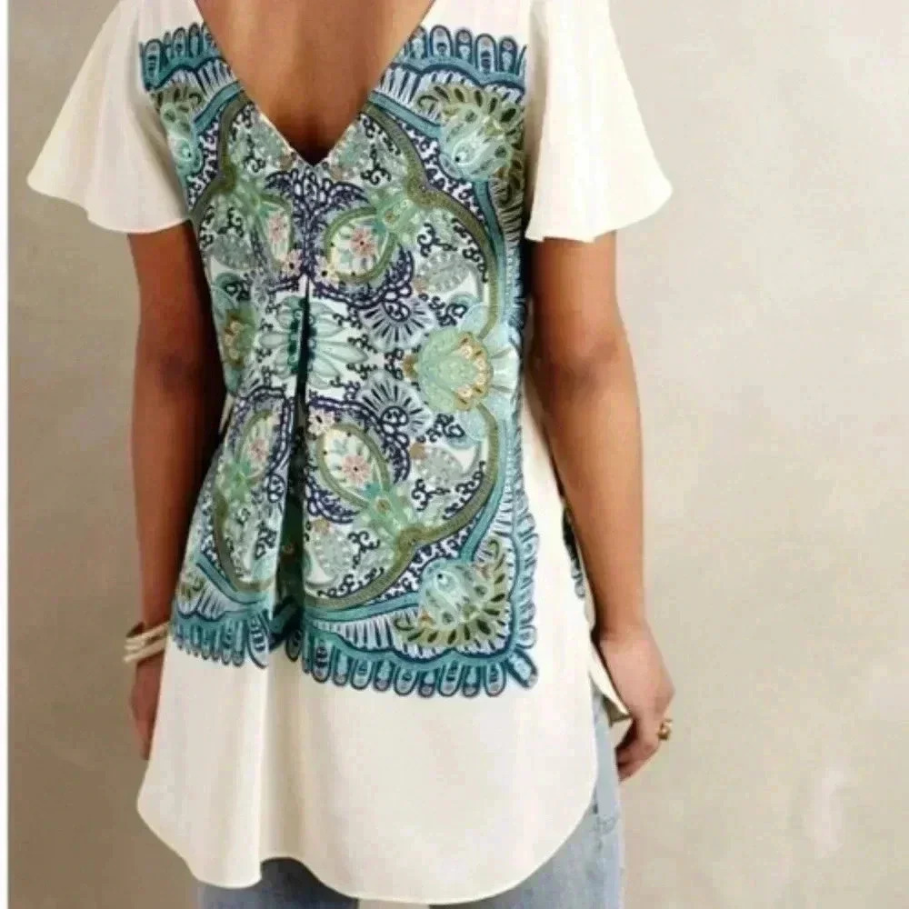 Maeve  Anthropologie 100% silk tunic blouse S